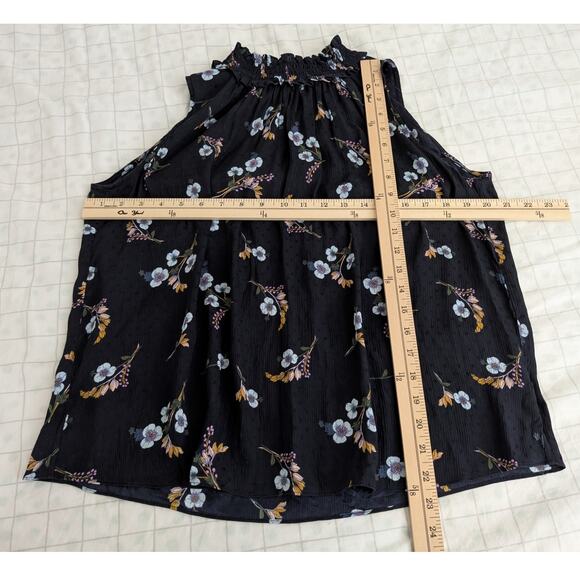 Rebecca Taylor 100% silk blue floral sleeveless top with stretch collar size 8 - Picture 10 of 13